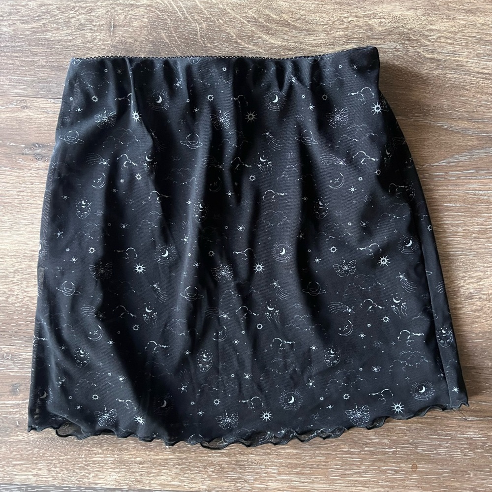 astrology moon and stars mini skirt